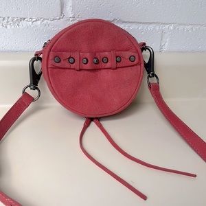 She & Lo 🦩 Aim High Disco Coral Leather Round Studded Boho Crossbody Purse Bag